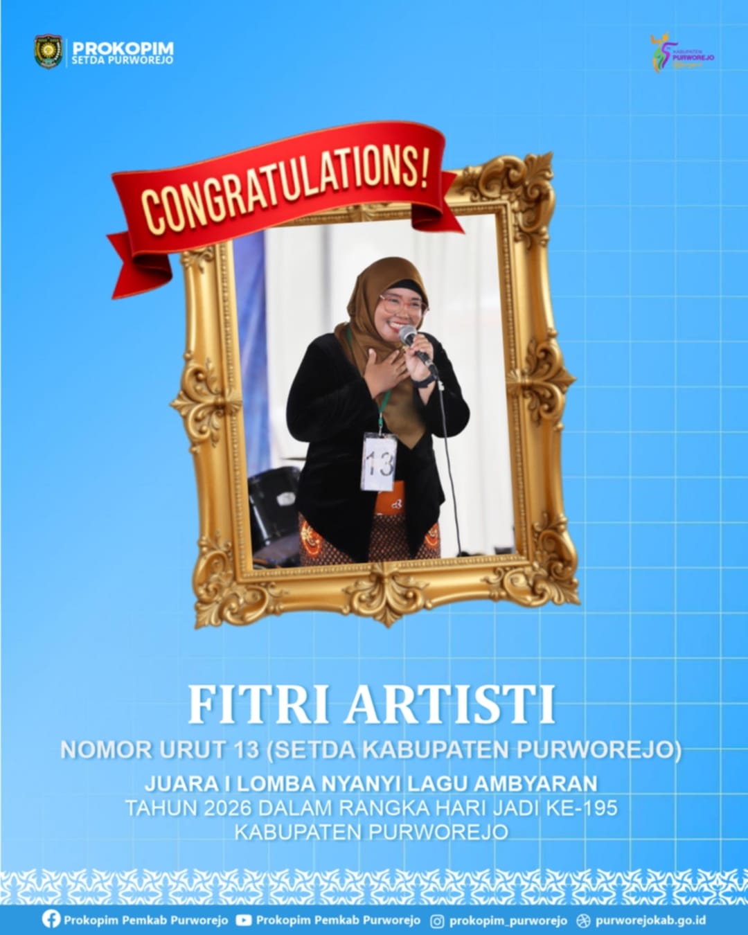 Perwakilan Setda Raih Juara  I Lomba Nyanyi Lagu Ambyaran Tahun 2026